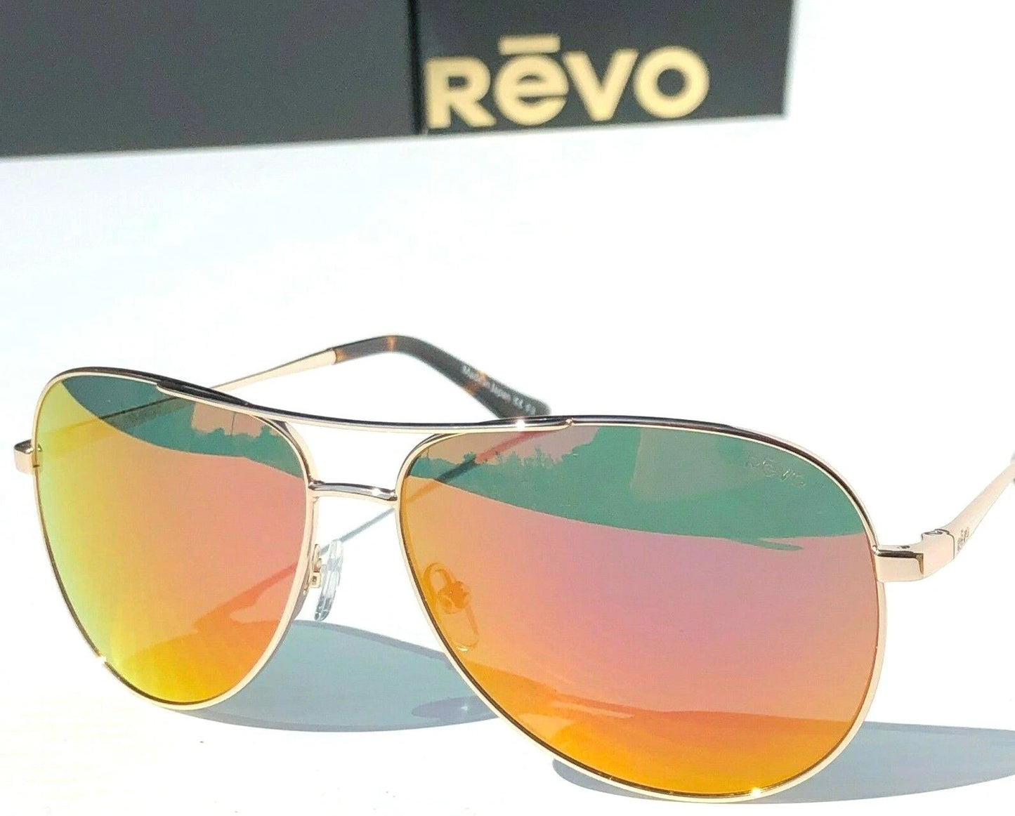 REVO RELAY S Shiny Gold POLARIZED Red Mirror Lens Sunglass RE 1014 04 SP