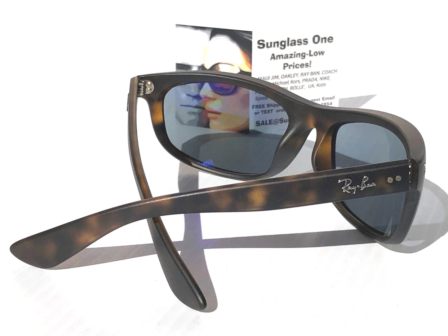Ray Ban BALORAMA Matte Havana Frame Dark Blue Lens Sunglass RB 4089 894/56