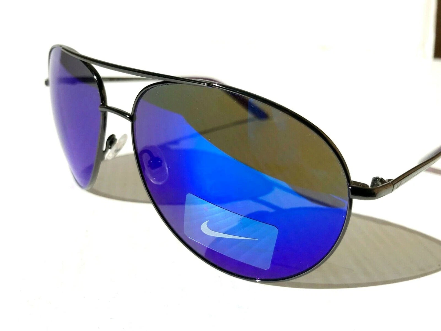 NIKE Chance Gunmetal Chrome Aviator Frame Blue Mirrored Lens Sunglass EV1218 055