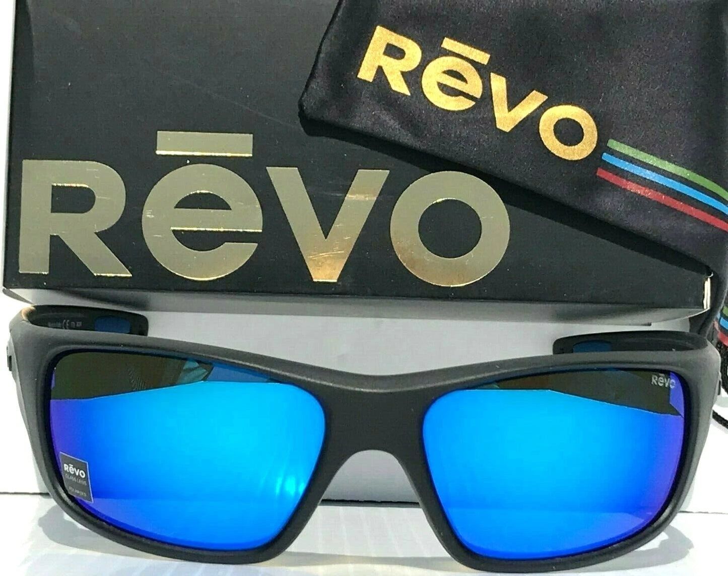 REVO JASPER Black Matte POLARIZED Blue GLASS Lens Sunglasses RE 1111 01 H2O