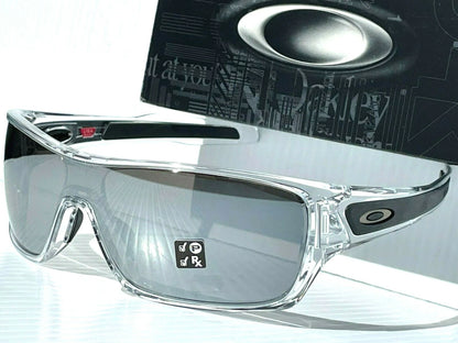 Oakley TURBINE ROTOR Clear & Black Frame POLARIZED Galaxy Chrome Lens Sunglass oo9307
