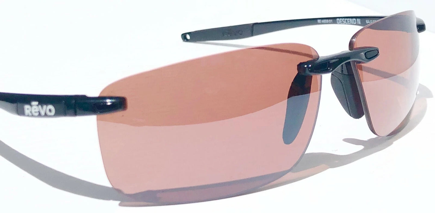 REVO DESCEND N Black POLARIZED Brown Golf Lens Sunglass RE 4059 01 GO