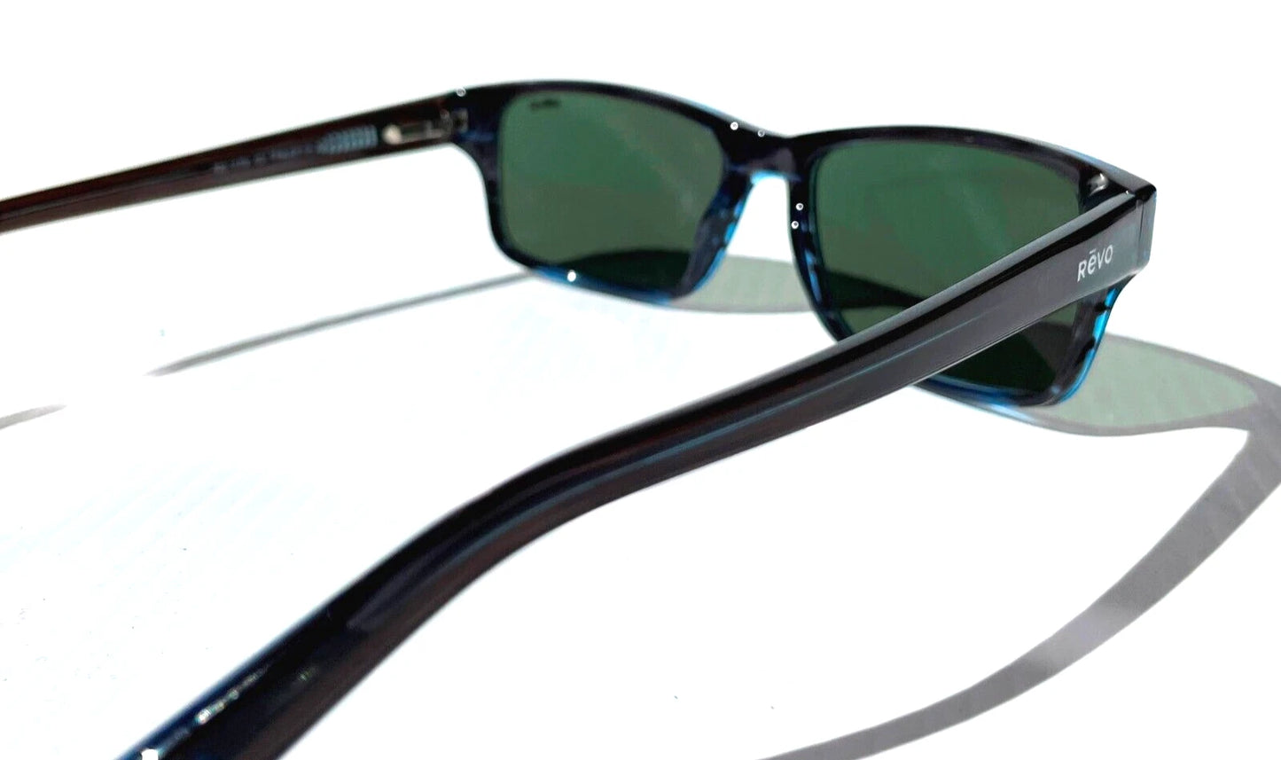 REVO FINLEY G Shiny Blue Horn POLARIZED Grey GLASS Lens Sunglass RE 1176 05 SG50