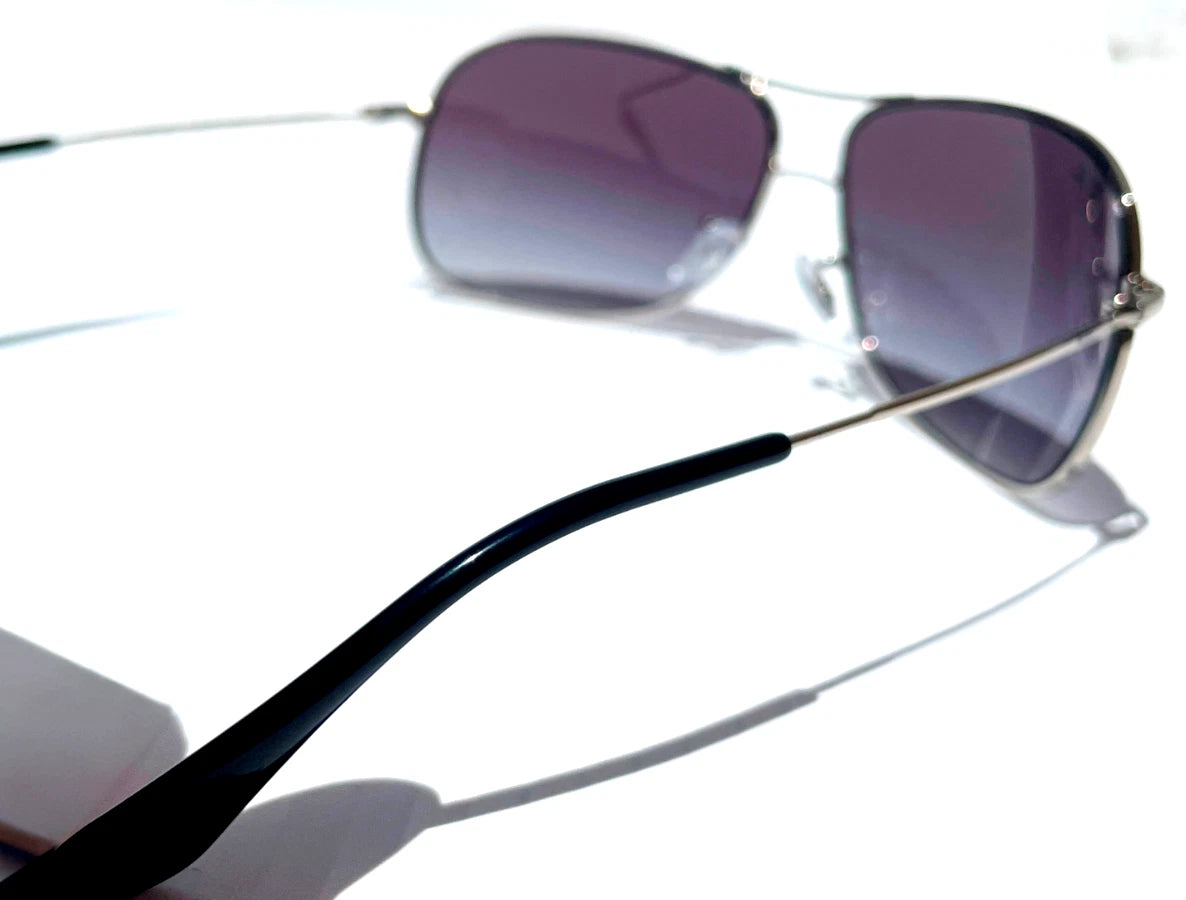 Ray Ban Shiny Silver Pilot GRADIENT Grey To Blue Lens Sunglass RB3267 003/8G