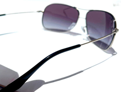 Ray Ban Shiny Silver Pilot GRADIENT Grey To Blue Lens Sunglass RB3267 003/8G
