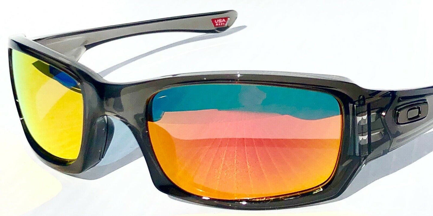 Oakley FIVES Squared in Grey Smoke Frames POLARIZED Galaxy Ruby Lens Sunglass oo9238-04 - Two-Lens Bundle!