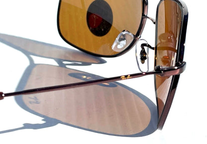 Ray Ban Bronze 64mm Aviator Frame POLARIZED Brown lens Sunglass RB3267