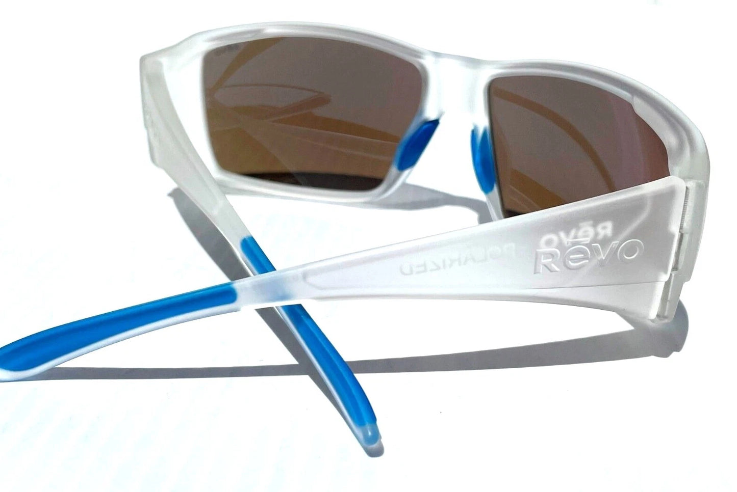 REVO DUNE Matte Crystal Clear POLARIZED Blue Lens Sunglass RE 1202 09 BL