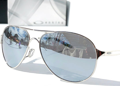 Oakley CAVEAT in Silver Frame with POLARIZED Galaxy Chrome Lens Sunglasses oo4054 - Two-Lens Bundle!