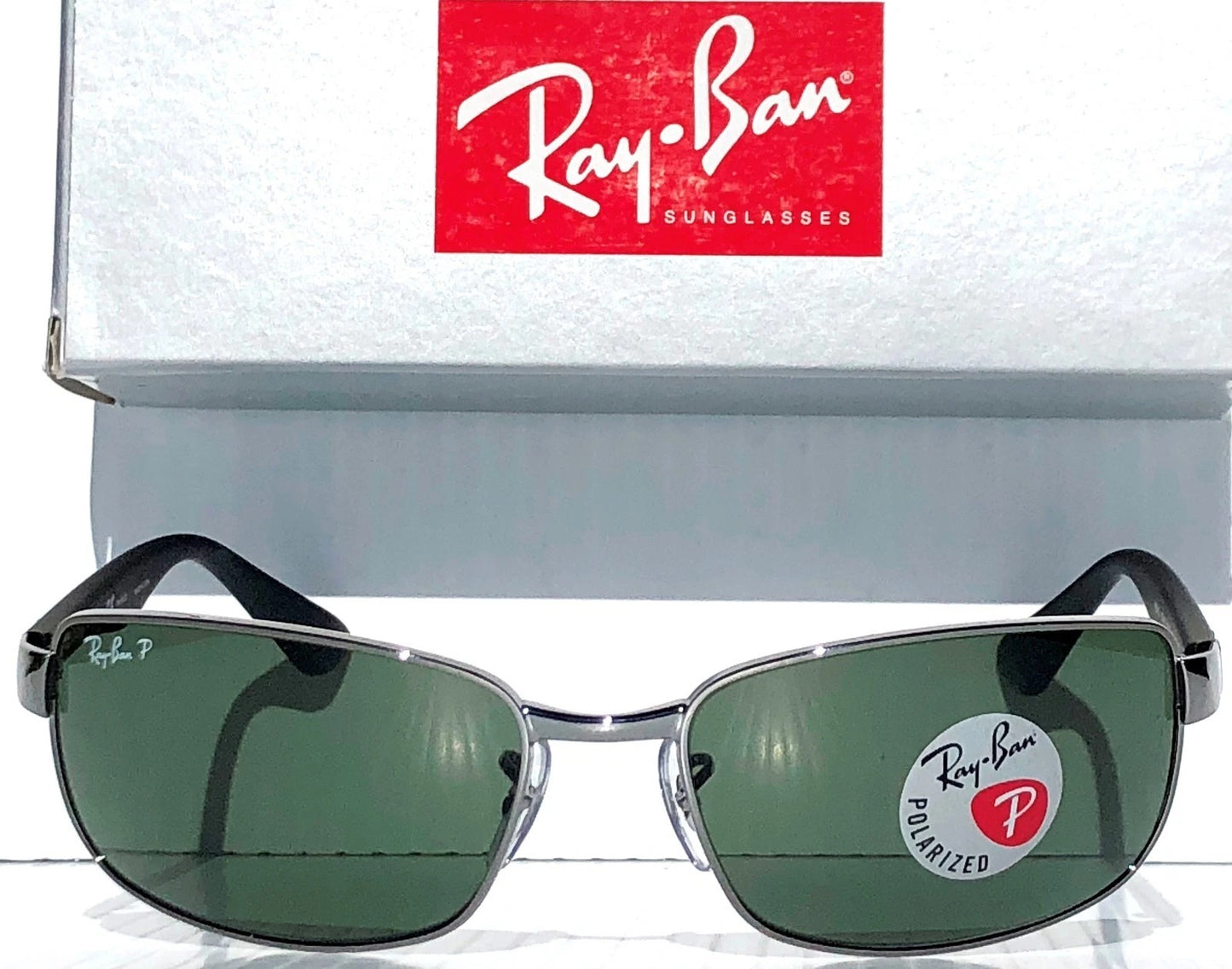 Ray Ban Gunmetal & Black Frame POLARIZED Green G15 Lens Sunglass RB 3478 004/58