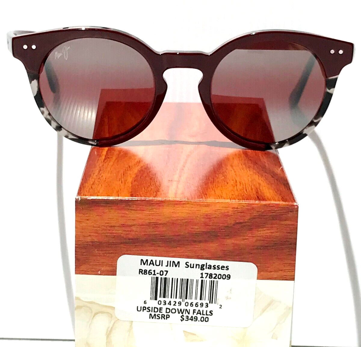 Maui Jim UPSIDE DOWN FALLS Burgundy Tort POLARIZED Rose GLASS Sunglass R861-07