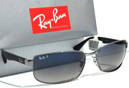 Ray Ban Gunmetal & Black Frames POLARIZED Grey Blue Lens Sunglass RB 3478 004