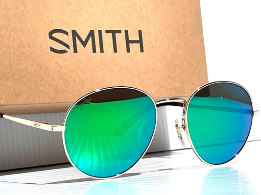 Smith Optics PREP Shiny Gold Frame Carbonic POLARIZED Green Mirror Lens Sunglass 5Z