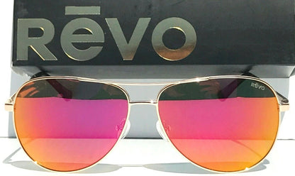 REVO RELAY S Shiny Gold POLARIZED Red Mirror Lens Sunglass RE 1014 04 SP