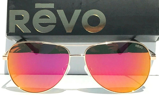 REVO RELAY S Shiny Gold POLARIZED Red Mirror Lens Sunglass RE 1014 04 SP