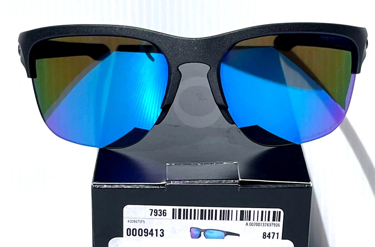 Oakley SLIVER EDGE Steel Grey Frame POLARIZED Sapphire Blue lens Sunglass oo9413-06