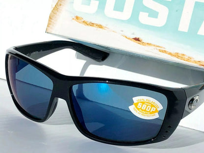 Costa Del Mar CAT CAY Polished Black POLARIZED Blue 580P lens Sunglass AT 11