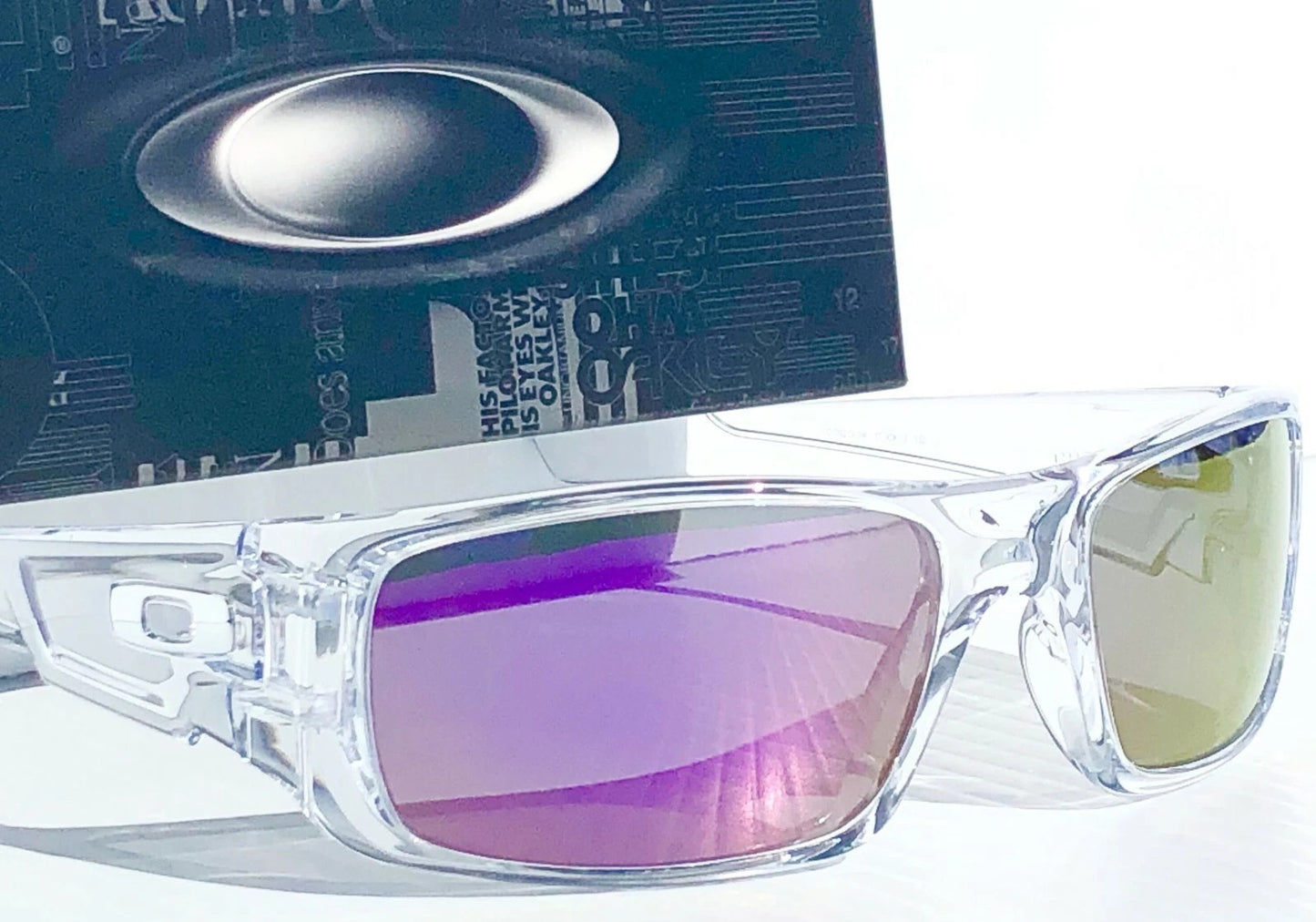 Oakley CRANKSHAFT Shiny Clear Frame POLARIZED Galaxy Violet Purple Mirror Lens Sunglass 9239-04- Two-Lens Bundle!