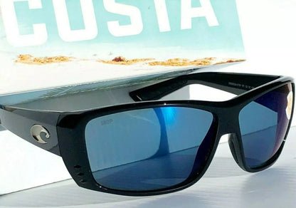 Costa Del Mar CAT CAY Polished Black POLARIZED Blue 580P lens Sunglass AT 11