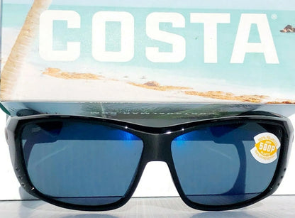 Costa Del Mar CAT CAY Polished Black POLARIZED Blue 580P lens Sunglass AT 11