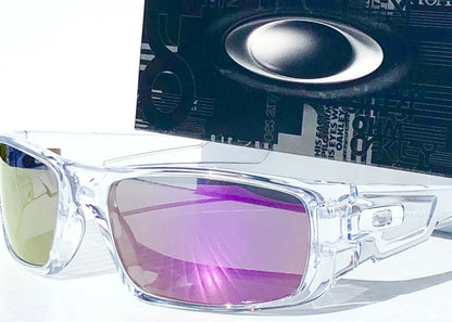 Oakley CRANKSHAFT Shiny Clear Frame POLARIZED Galaxy Violet Purple Mirror Lens Sunglass 9239-04- Two-Lens Bundle!
