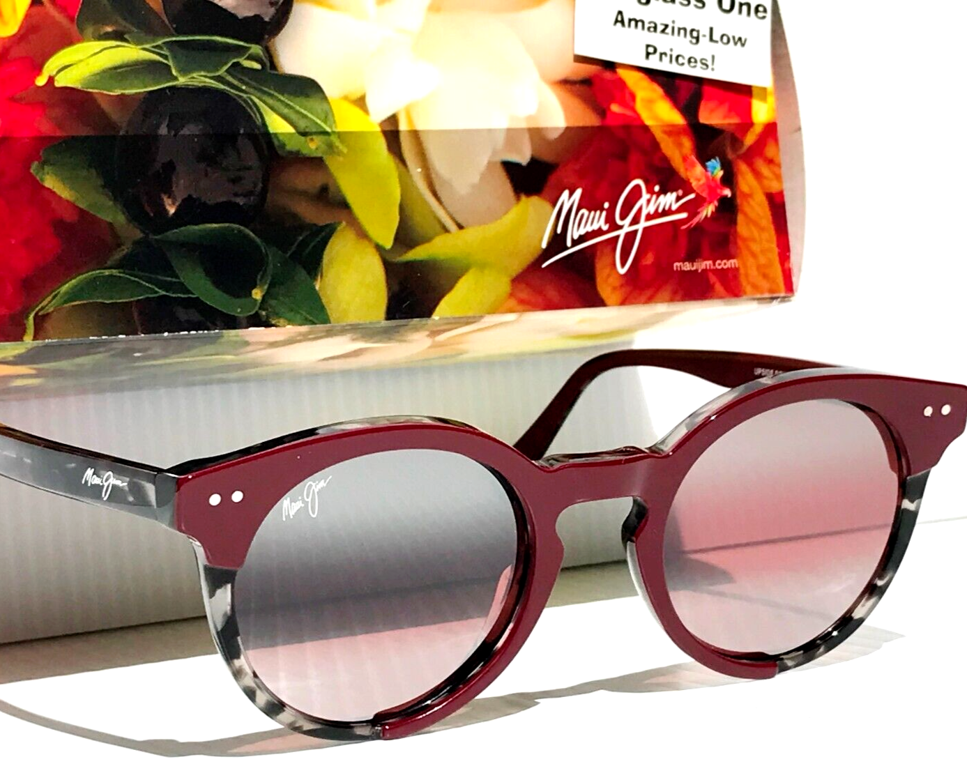 Maui Jim UPSIDE DOWN FALLS Burgundy Tort POLARIZED Rose GLASS Sunglass R861-07