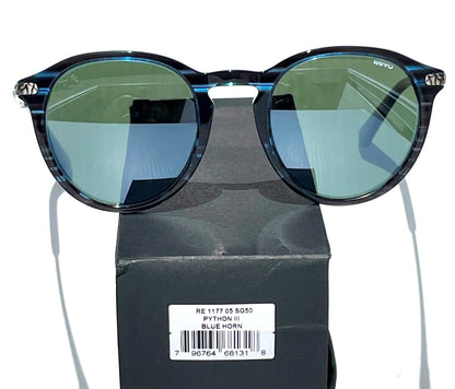REVO PYTHON 3 Blue Horn Round GLASS Gray Lens Sunglass RE 1177 05 SG50