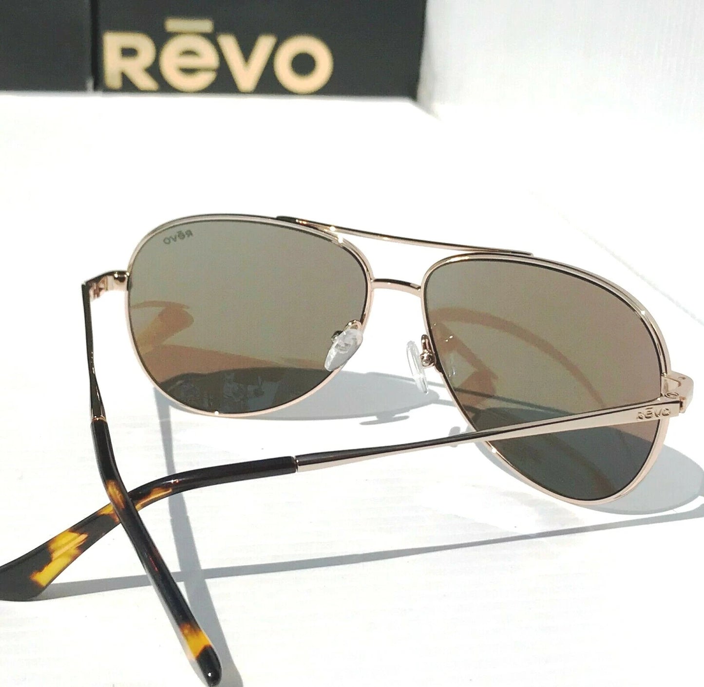 REVO RELAY 59mm Aviator Gold POLARIZED Blue Womens Lens Sunglass RE 1014 04 BL