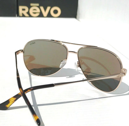 REVO RELAY 59mm Aviator Gold POLARIZED Blue Womens Lens Sunglass RE 1014 04 BL