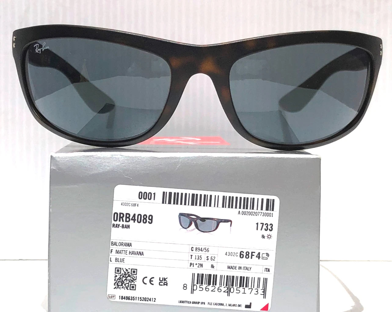 Ray Ban BALORAMA Matte Havana Frame Dark Blue Lens Sunglass RB 4089 894/56