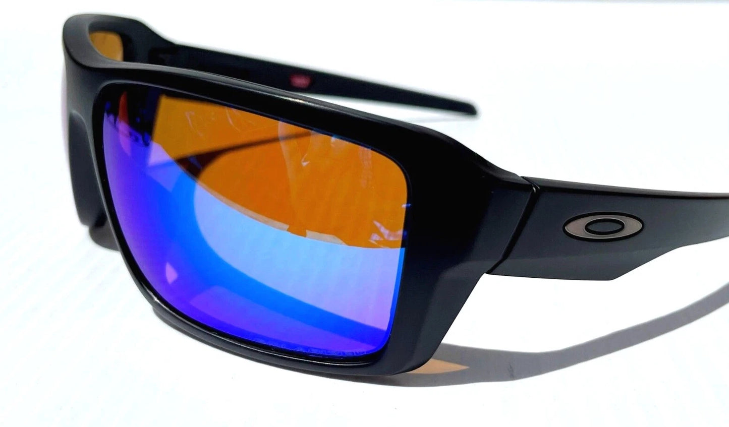 Oakley DOUBLE EDGE Matte Black Frame POLARIZED Galaxy Blue Lens Sunglass oo9380