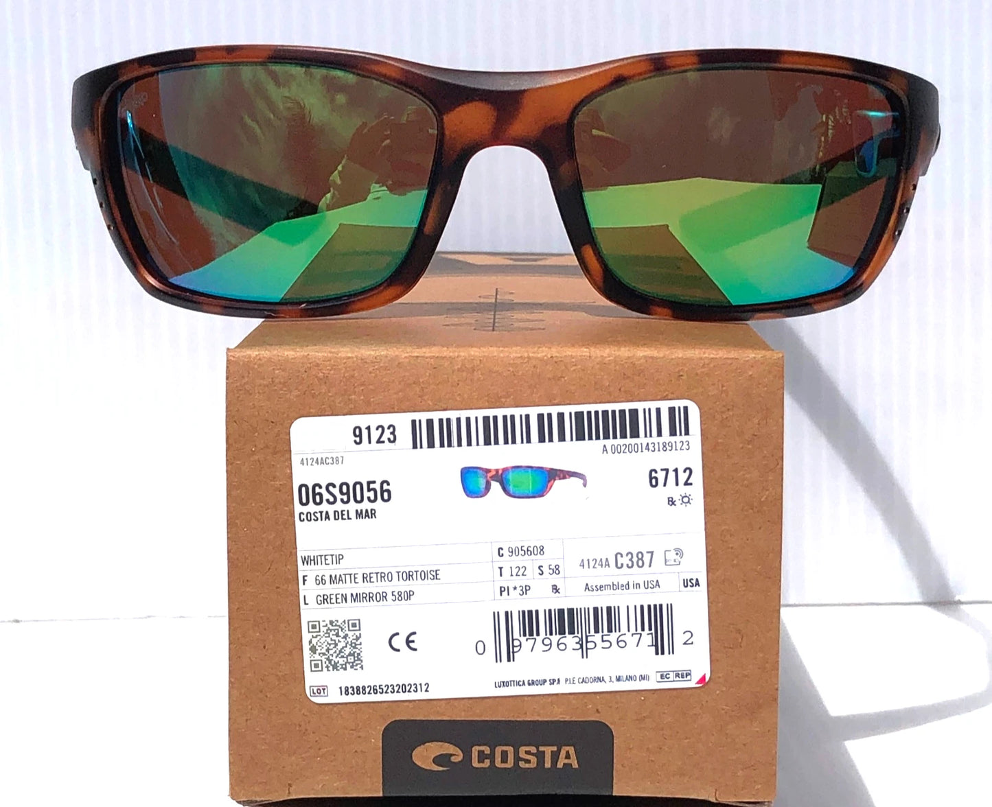 Costa Del Mar WHITETIP Matte Retro Tortoise POLARIZED Green 580P Lens Sunglass WTP 66
