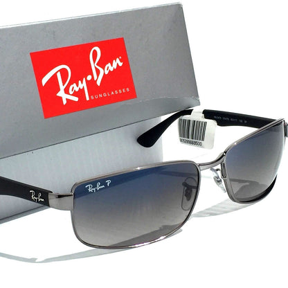 Ray Ban Gunmetal & Black Frames POLARIZED Grey Blue Lens Sunglass RB 3478 004