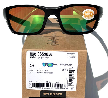 COSTA Del Mar WHITETIP Blackout POLARIZED Green Mirror 580P Lens Sunglass WTP01 OGMP