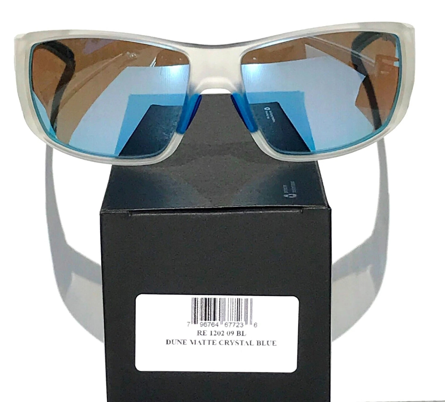 REVO DUNE Matte Crystal Clear POLARIZED Blue Lens Sunglass RE 1202 09 BL