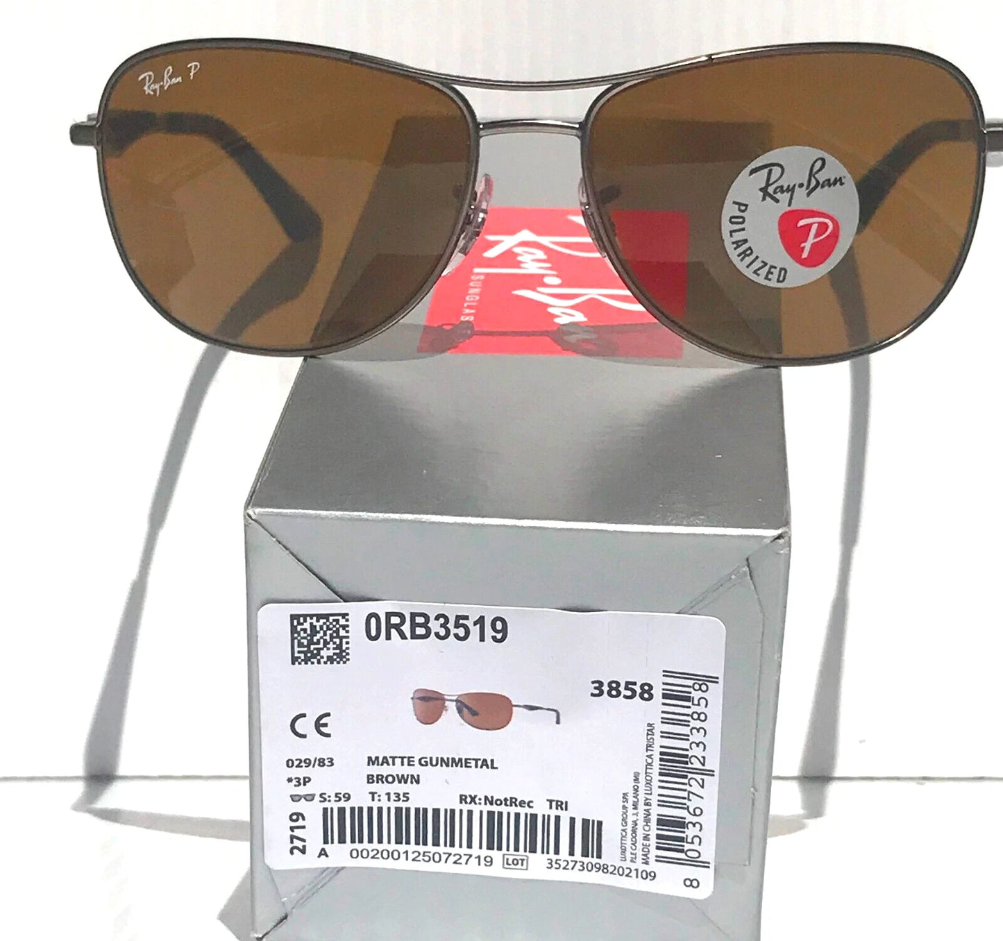 Ray Ban Matte Gunmetal POLARIZED Brown Lens Sunglass RB3519 029/83