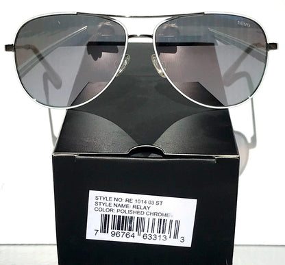 REVO RELAY Shiny Chrome Aviator POLARIZED Chrome Lens Sunglass RE 1014 03 ST
