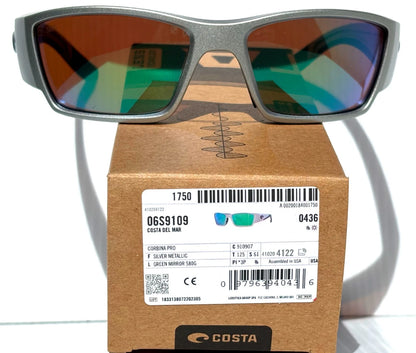 Costa CORBINA PRO Silver Metallic POLARIZED Green 580G GLASS Lens Sunglass 9109-07