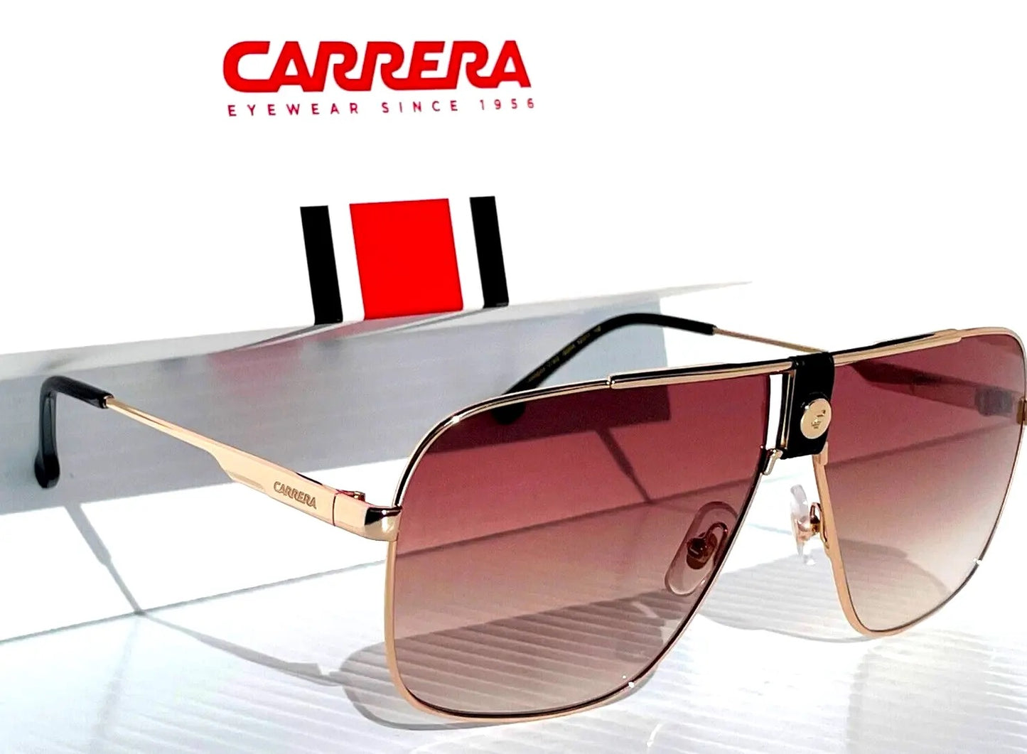 CARRERA Polished Gold Frame Gradient Brown Lens Sunglass 1018/S J5GHA