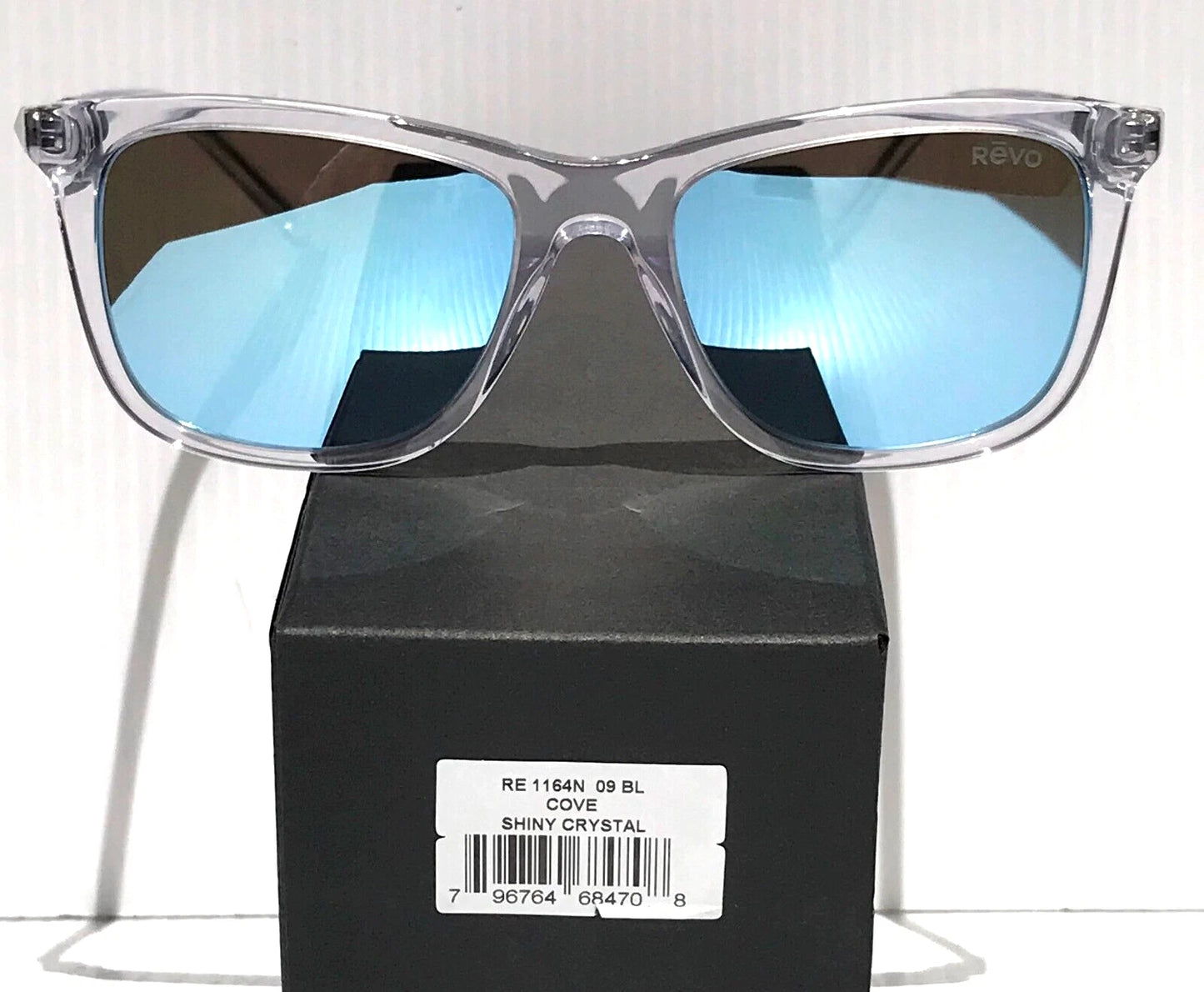 REVO COVE Shiny Crystal Clear POLARIZED Blue Lens Sunglass RE 1164N 09 BL