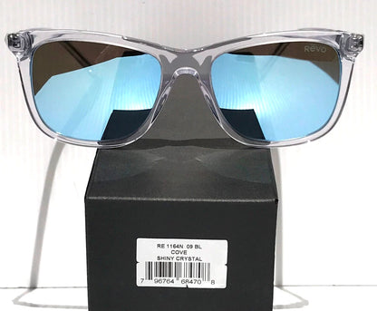 REVO COVE Shiny Crystal Clear POLARIZED Blue Lens Sunglass RE 1164N 09 BL