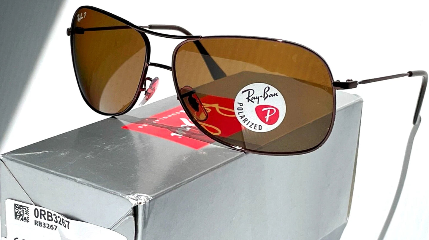 Ray Ban Bronze 64mm Aviator Frame POLARIZED Brown lens Sunglass RB3267