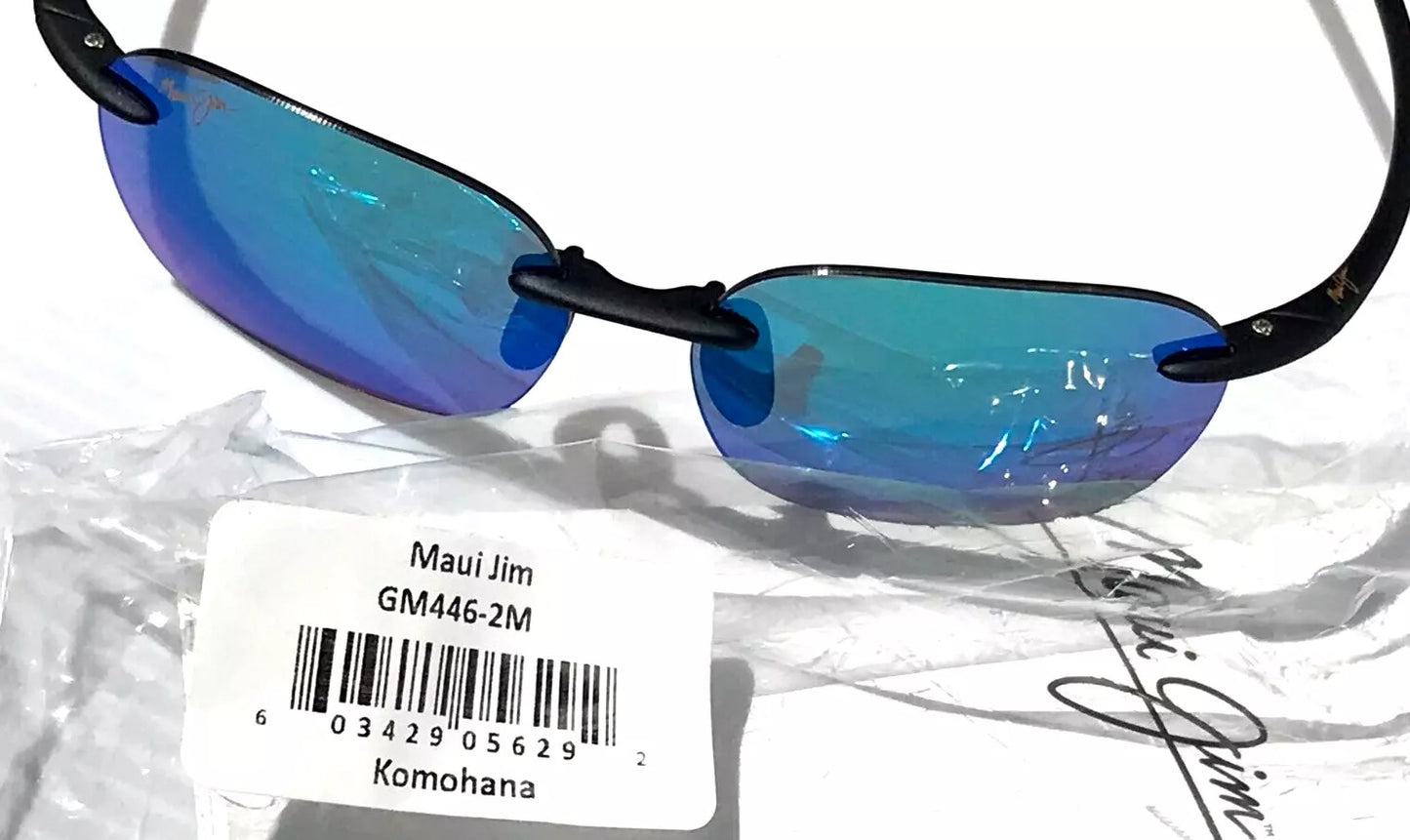 Maui Jim KOMOHANA Matte Black Frame POLARIZED Maui Green Small Sunglass GM446-2M