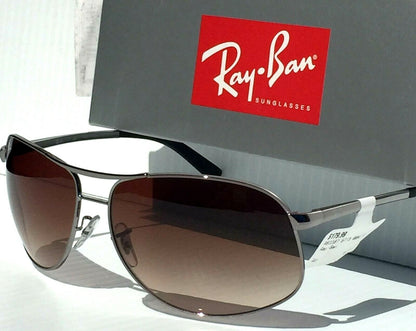 Ray Ban Silver 64mm Frame with Brown Gradient Lens Sunglass RB 3387 004/13