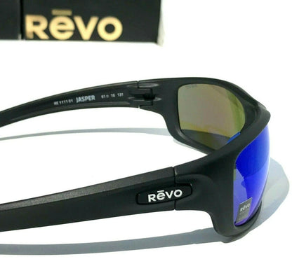 REVO JASPER Black Matte POLARIZED Blue GLASS Lens Sunglasses RE 1111 01 H2O