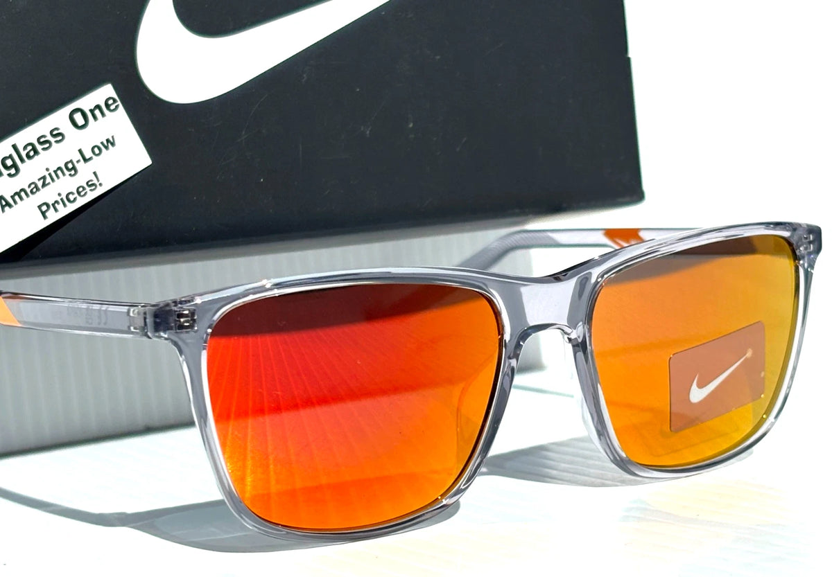NIKE STATE Wolf Grey Clear UV PROTECTIVE Orange Mirror Lens Sunglass DV2291 012