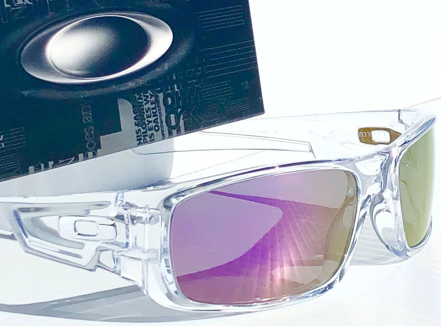 Oakley CRANKSHAFT Shiny Clear Frame POLARIZED Galaxy Violet Purple Mirror Lens Sunglass 9239-04- Two-Lens Bundle!