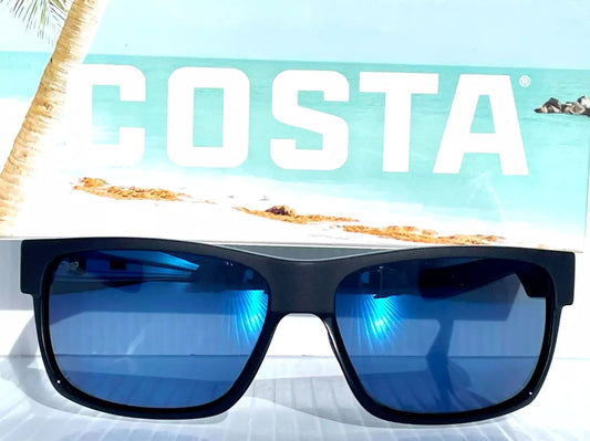 Costa Del Mar HALF MOON Shiny & Matte Black POLARIZED Blue 580P Sunglass HFM 155