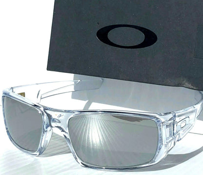 Oakley CRANKSHAFT Shiny Clear Frame POLARIZED Galaxy Chrome Mirror Lens Sunglass 9239-04- Two-Lens Bundle!