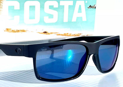 Costa Del Mar HALF MOON Shiny & Matte Black POLARIZED Blue 580P Sunglass HFM 155